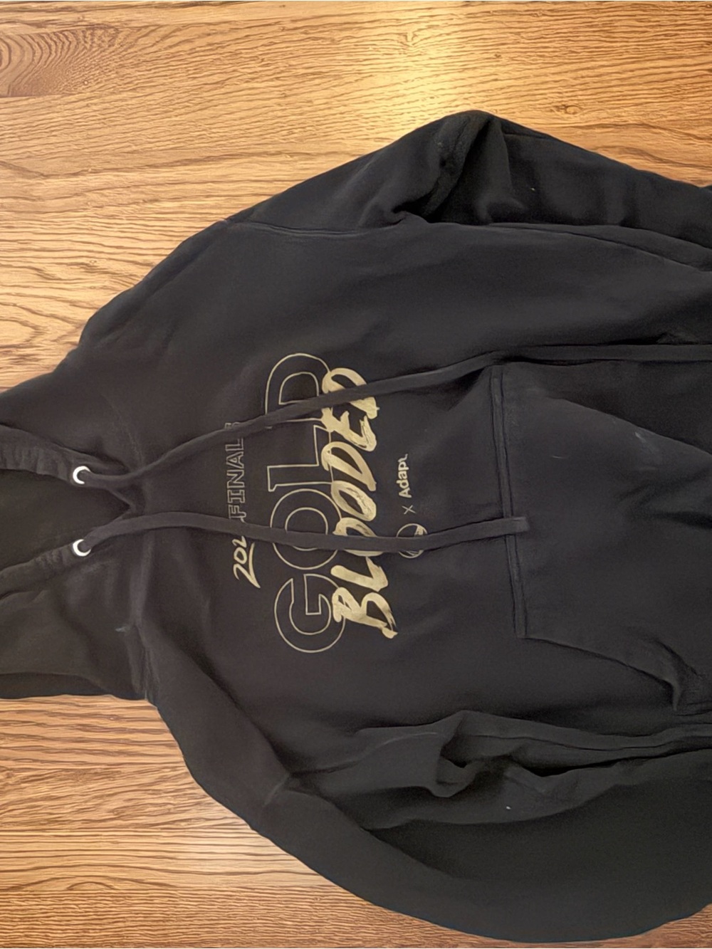 Black Hoodie with Metallic Gold "Gold Blooded" Graphically
